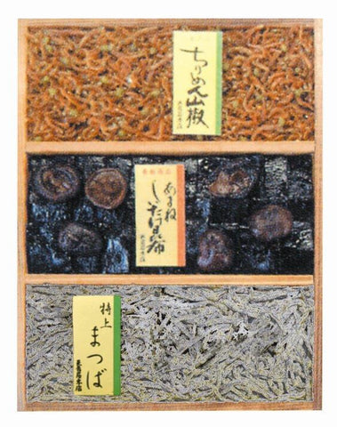 ちりめん山椒、あまねしいたけ昆布、特上まつば